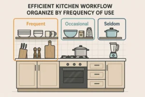 Efficient Kitchen Workflow Organize by Frequency of Use