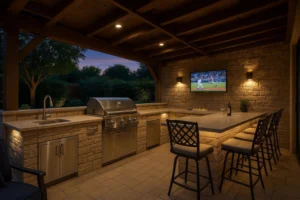 Finishing Touches & Outdoor Kitchen Features Lighting, Seating, Bar & Entertainment Areas