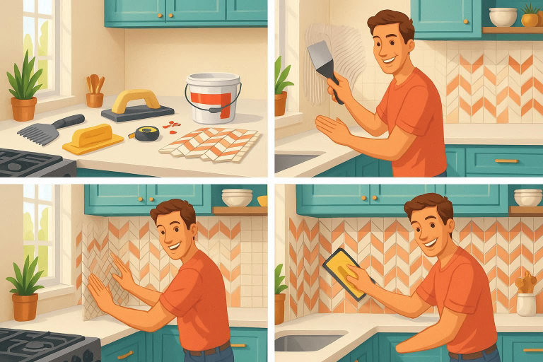 how to apply backsplash in kitchen