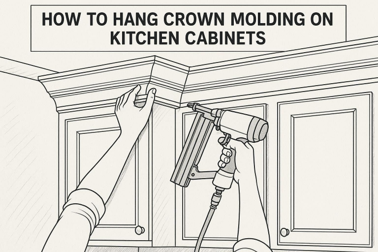 how to hang crown molding on kitchen cabinets