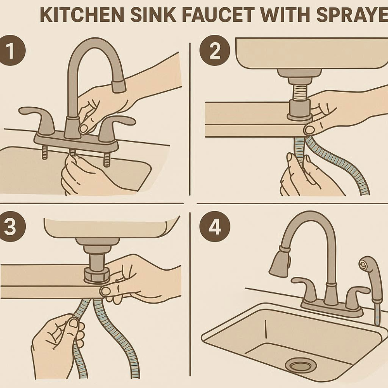 how to install a kitchen sink faucet