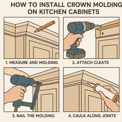how to install crown molding on kitchen cabinets