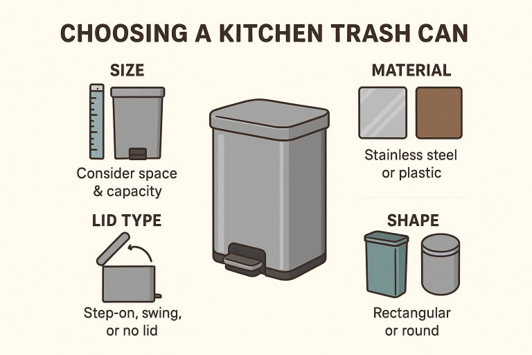 what features are important to consider when choosing a kitchen trash can