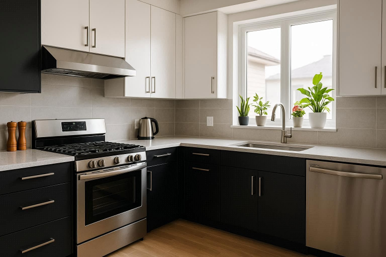 black and white kitchen cabinets