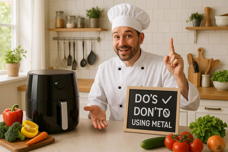 can you put metal in an air fryer