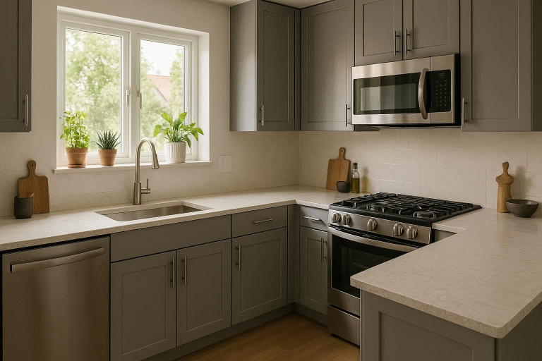 gray kitchen cabinets