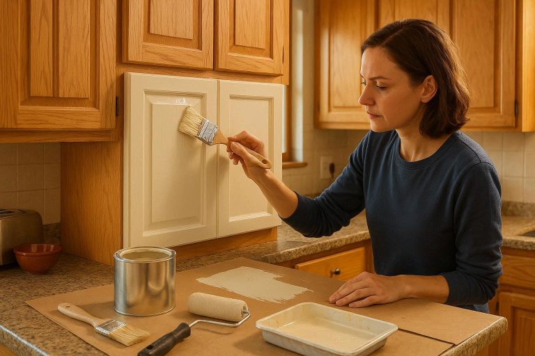 how to paint unfinished kitchen cabinets