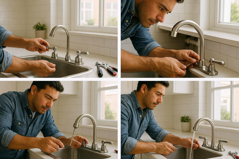 how to replace a kitchen faucet with two handles