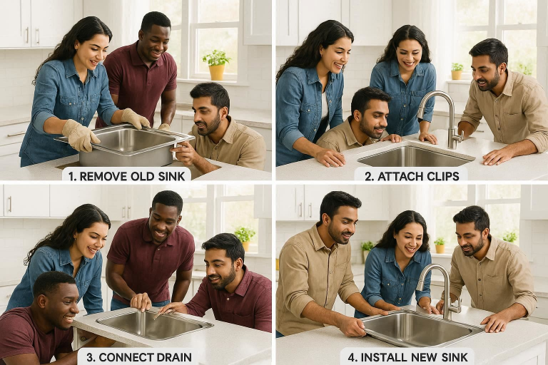 how to replace and install a kitchen sink