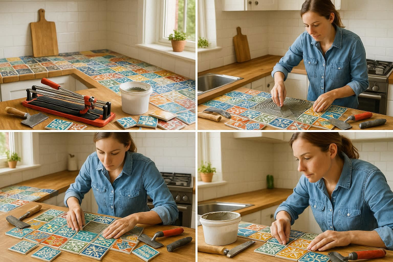 how to tile a kitchen countertop