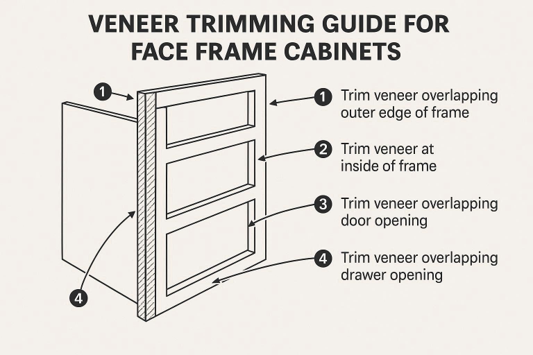 kitchen cabinet refacing veneer trimming guide for face frame cabinets