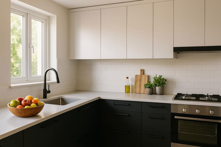 white black kitchen cabinets