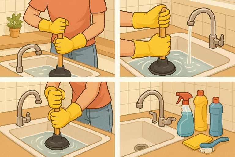 how to clean kitchen sink blockage